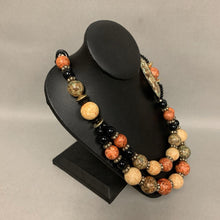 Load image into Gallery viewer, Vintage Faux Stone Bead Asymmetric Statement Necklace (30")
