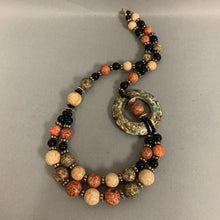 Load image into Gallery viewer, Vintage Faux Stone Bead Asymmetric Statement Necklace (30")
