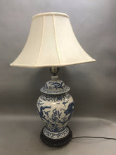 Load image into Gallery viewer, Chinese Blue &amp; White Porcelain Ginger Jar Dragon Table Lamp (33&quot;)
