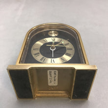 Load image into Gallery viewer, Vintage Seth Thomas Brass Desk Table Quartz Clock Tempus Fugit (4&quot;)(Tested)
