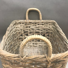 Load image into Gallery viewer, White Woven Handled Storage Basket (15&quot; x 15&quot; x 13&quot;)
