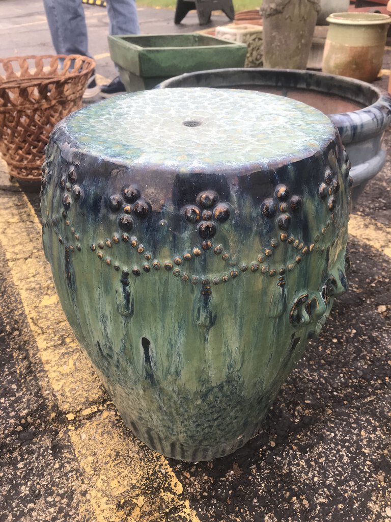 Blue / Gray Garden Stool (18x14x14)