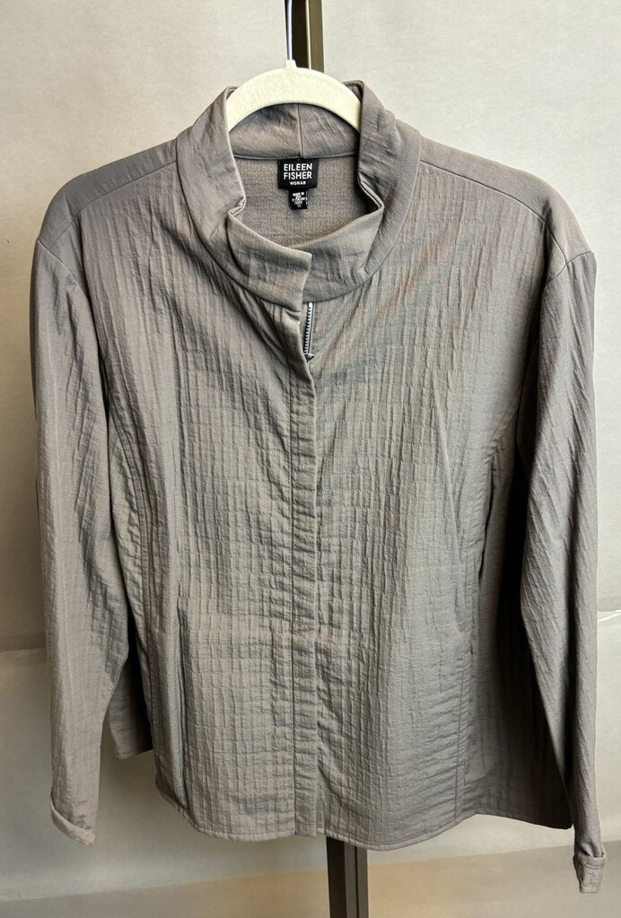 Size 1x Eileen Fiisher Gray Zip Up Jacket