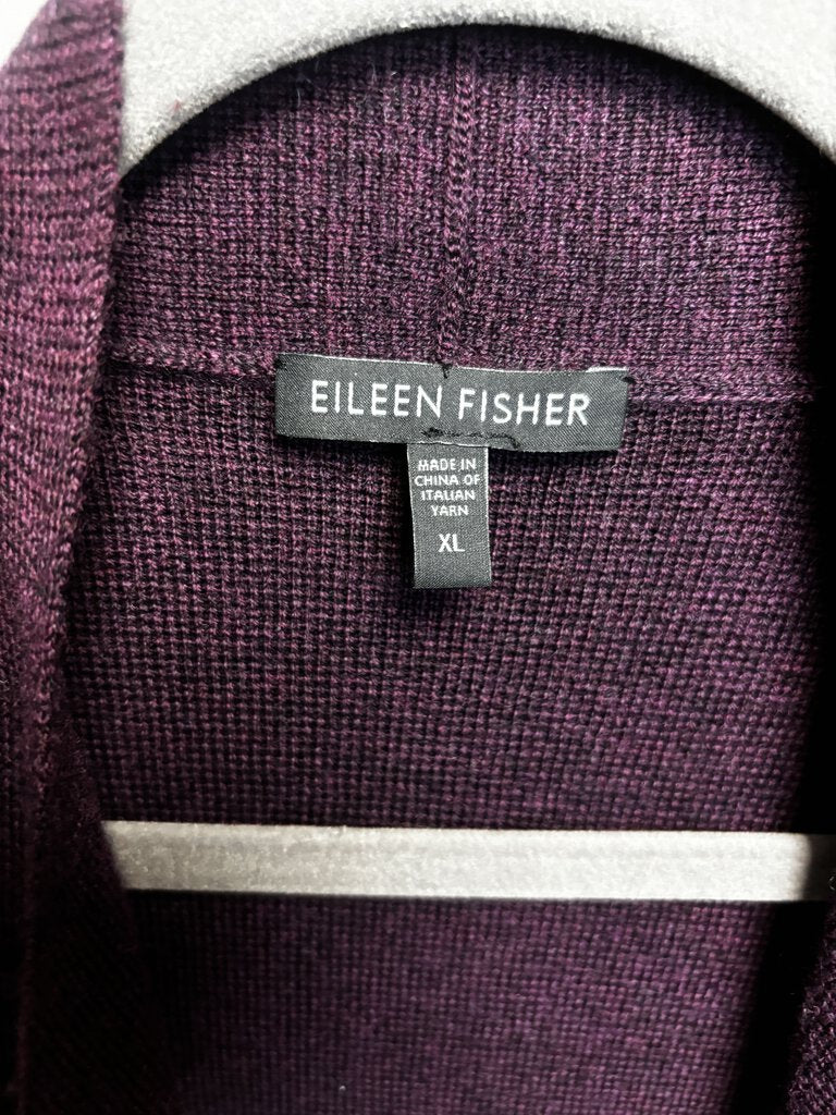 Eileen fisher popular open purple cardigan size xl