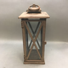 Load image into Gallery viewer, Cast Metal Lantern Candle Holder Industrial (16x7&quot;)
