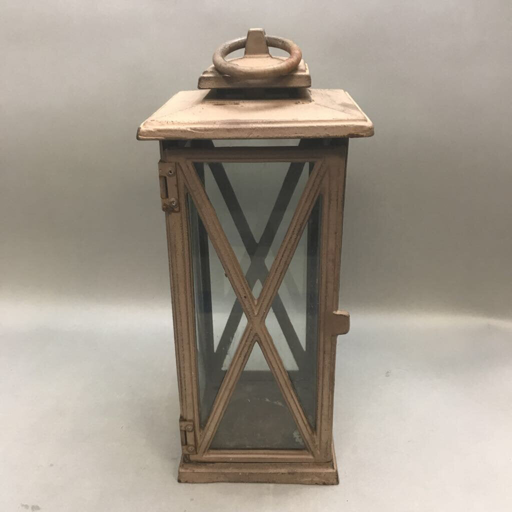 Cast Metal Lantern Candle Holder Industrial (16x7