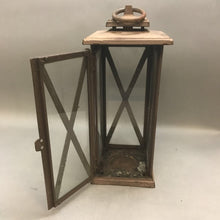 Load image into Gallery viewer, Cast Metal Lantern Candle Holder Industrial (16x7&quot;)
