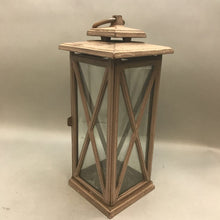 Load image into Gallery viewer, Cast Metal Lantern Candle Holder Industrial (16x7&quot;)
