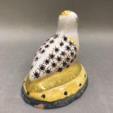 Load image into Gallery viewer, Redware Pottery Folk Art Bird Figure Incense Cover / Pomander Signed (4&quot;)
