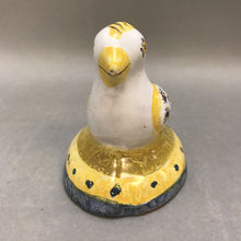 Load image into Gallery viewer, Redware Pottery Folk Art Bird Figure Incense Cover / Pomander Signed (4&quot;)
