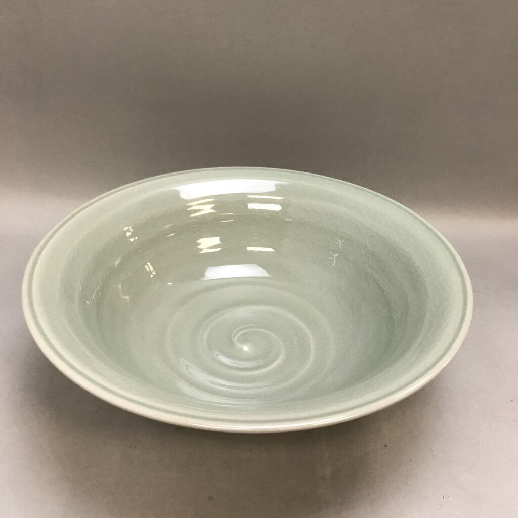 Glazed Green Crackle Display Bowl (12