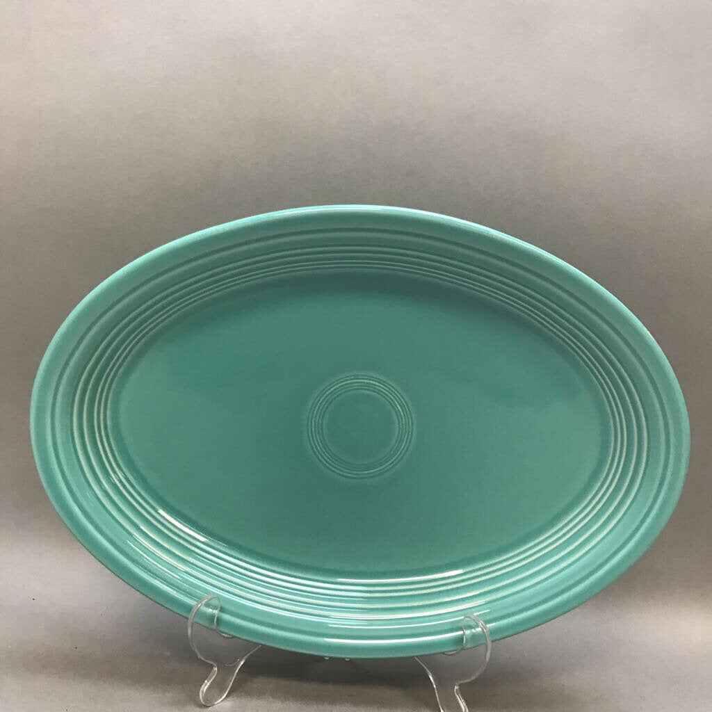 Fiesta ware Turquoise Vintage Oval Serving Platter Plate (11 1/2