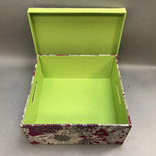 Load image into Gallery viewer, Pink &amp; Green Floral Cloth Storage Box (~6x13x13)
