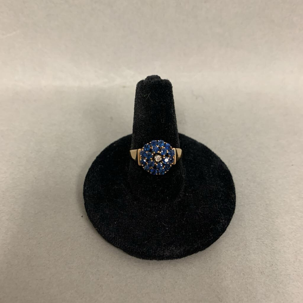 14K Gold Sapphire Diamond Ring sz 6 (4.0g)