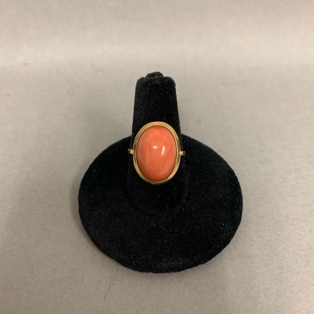 14K Gold Coral Ring sz 5.5 (4.0g)