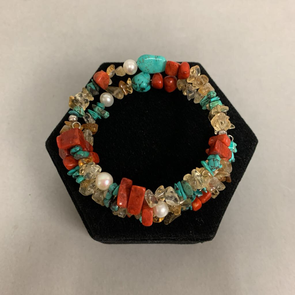Carolyn Pollack Relios Multi Gemstone Pearl Coil Bracelet