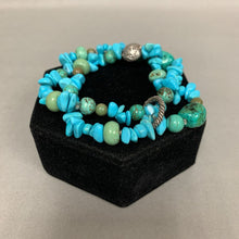 Load image into Gallery viewer, Carolyn Pollack Relios Turquoise Sterling Beaded Stretch Bracelet
