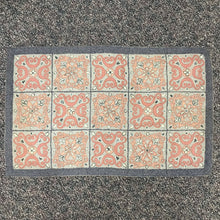 Load image into Gallery viewer, Antique Blue &amp; Pink Floral Squares Hooked Accent Rug (40x25)
