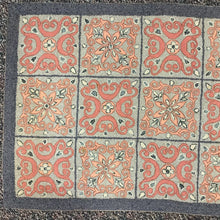 Load image into Gallery viewer, Antique Blue &amp; Pink Floral Squares Hooked Accent Rug (40x25)
