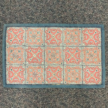 Load image into Gallery viewer, Antique Blue &amp; Pink Floral Squares Hooked Accent Rug (40x25)
