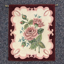 Load image into Gallery viewer, Antique Pink Rose Hooked Accent Rug, Hanging Tapestry (30x25)
