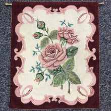 Load image into Gallery viewer, Antique Pink Rose Hooked Accent Rug, Hanging Tapestry (30x25)
