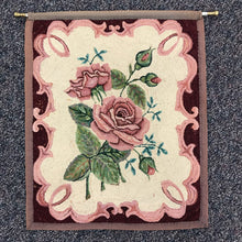 Load image into Gallery viewer, Antique Pink Rose Hooked Accent Rug, Hanging Tapestry (30x25)
