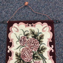 Load image into Gallery viewer, Antique Pink Flowers Floral Hooked Accent Rug, Hanging Tapestry (30x25)
