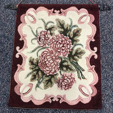 Load image into Gallery viewer, Antique Pink Flowers Floral Hooked Accent Rug, Hanging Tapestry (30x25)
