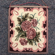 Load image into Gallery viewer, Antique Pink Flowers Floral Hooked Accent Rug, Hanging Tapestry (30x25)
