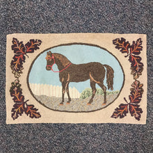 Load image into Gallery viewer, Antique Horse Hooked Accent Rug / Tapestry (24x37)
