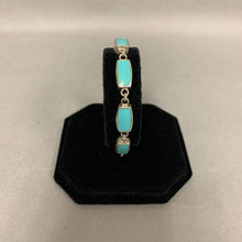 Load image into Gallery viewer, Sterling Turquoise Lapis Mother of Pearl Link Reversible Bracelet (7.5&quot;)
