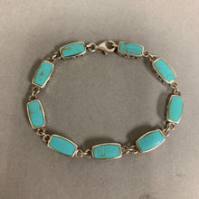 Load image into Gallery viewer, Sterling Turquoise Lapis Mother of Pearl Link Reversible Bracelet (7.5&quot;)
