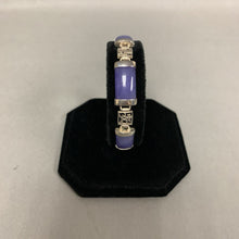 Load image into Gallery viewer, Sterling Lilac Purple Jade Chinese Link Bracelet (7.5&quot;)
