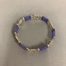 Load image into Gallery viewer, Sterling Lilac Purple Jade Chinese Link Bracelet (7.5&quot;)
