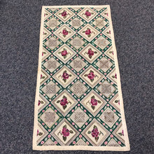 Load image into Gallery viewer, Beige &amp; Green Geometric Floral Hooked Accent Rug (~64x32)
