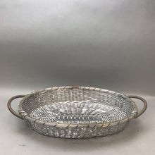 Load image into Gallery viewer, Silver Metal Oval Handled Basket (16&quot; x 12&quot; x 3&quot;)
