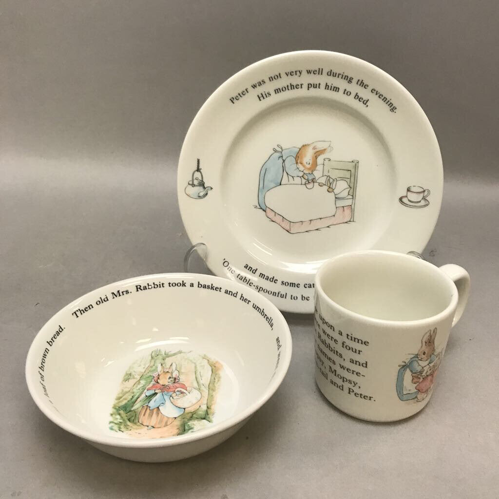 Wedgwood Vintage 1980s Peter Rabbit Childs Nursery 3pc Set Dinnerware