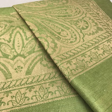 Load image into Gallery viewer, Williams Sonoma Cotton/Linen Green Paisley Table Cloth (90&quot; x 64&quot;)
