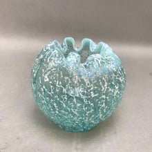 Load image into Gallery viewer, Art Glass Blue Speckle Pinched Bowl Vase (4&quot;)
