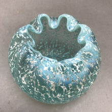 Load image into Gallery viewer, Art Glass Blue Speckle Pinched Bowl Vase (4&quot;)
