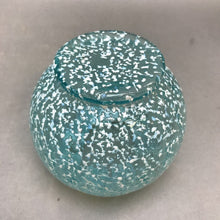 Load image into Gallery viewer, Art Glass Blue Speckle Pinched Bowl Vase (4&quot;)
