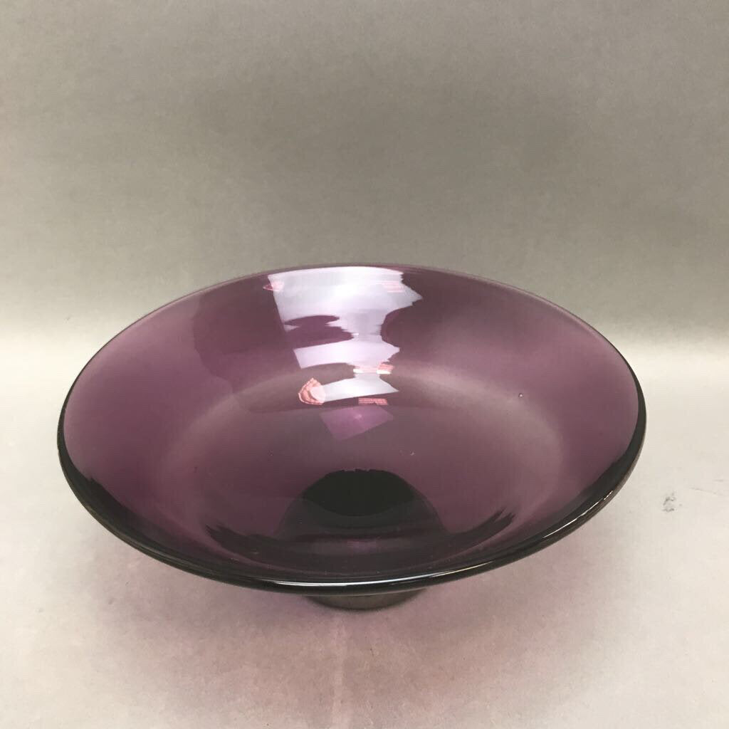 Blown Art Glass Footed Bowl Purple (8.5