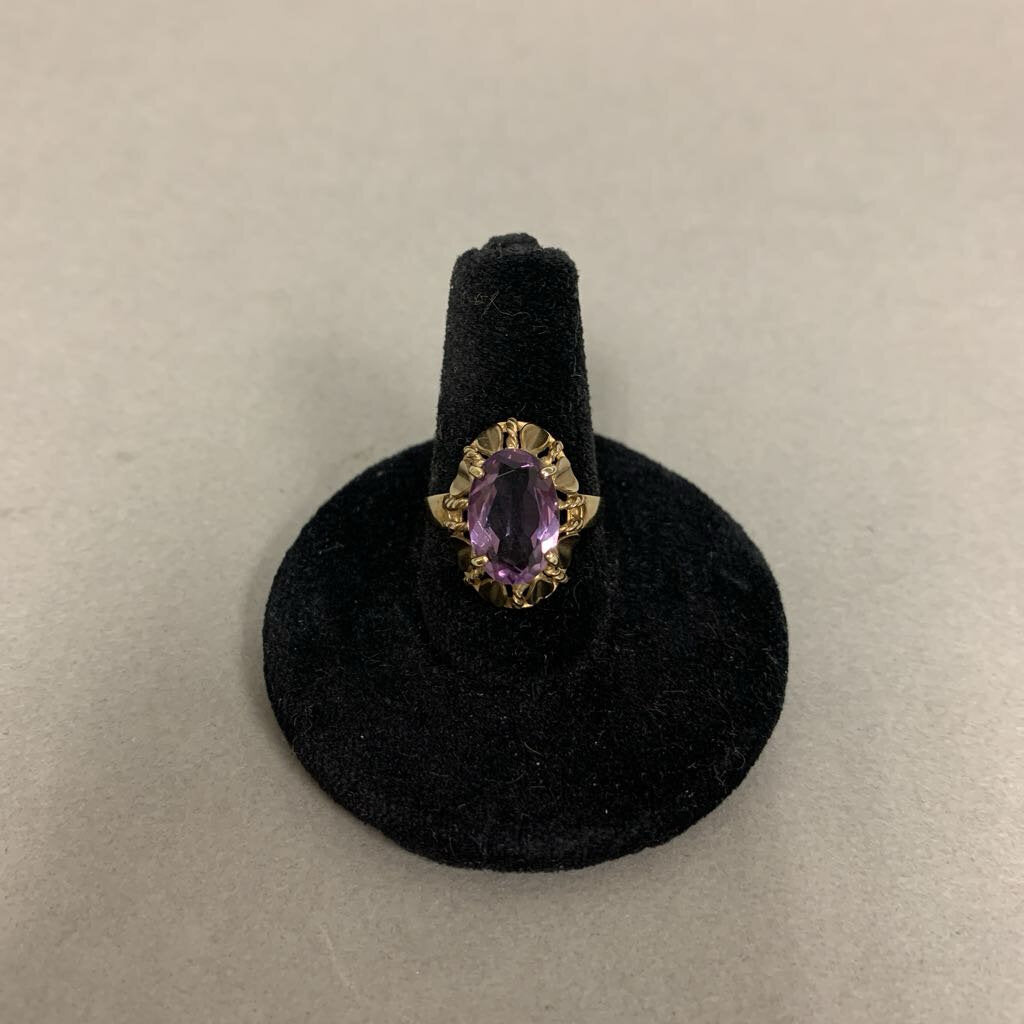 8K Gold Amethyst Ring sz 6.5 (2.6g)