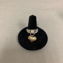 Load image into Gallery viewer, Sterling 18K Gold Cubic Zirconia Heart Charm Ring sz 7 (7.2g)
