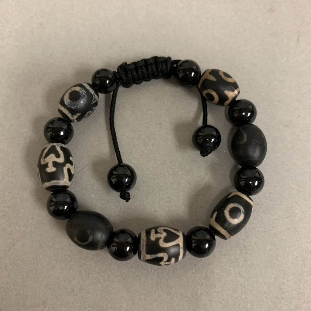 Tibetan Dzi Bone Mala Bracelet