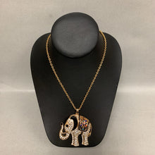 Load image into Gallery viewer, Multicolor Crystal Enamel Gold Tone Elephant Necklace (24&quot;)
