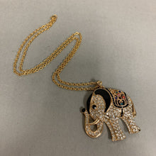 Load image into Gallery viewer, Multicolor Crystal Enamel Gold Tone Elephant Necklace (24&quot;)
