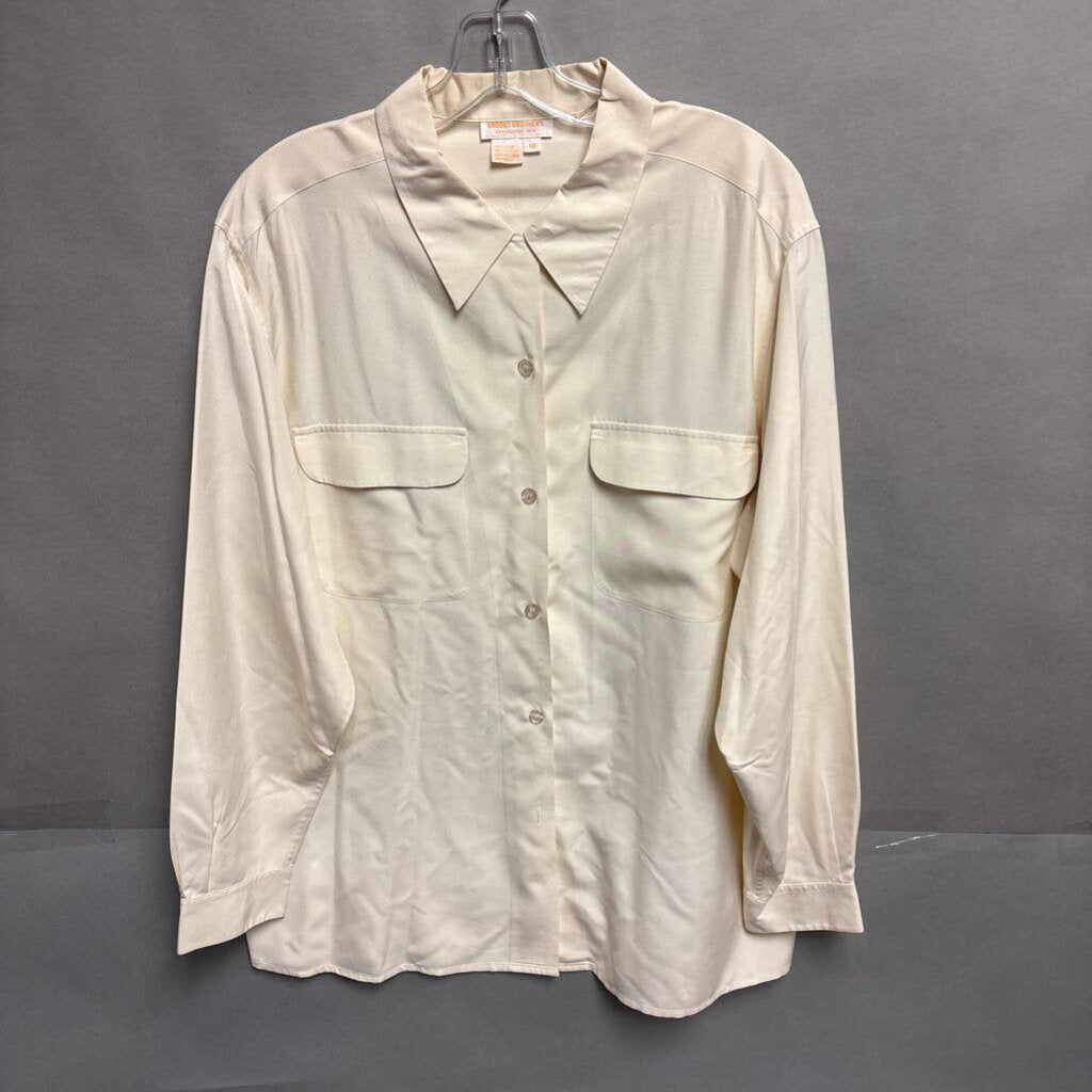 Brooks Brothers Off-White 100% Silk Button Down Shirt Size 16