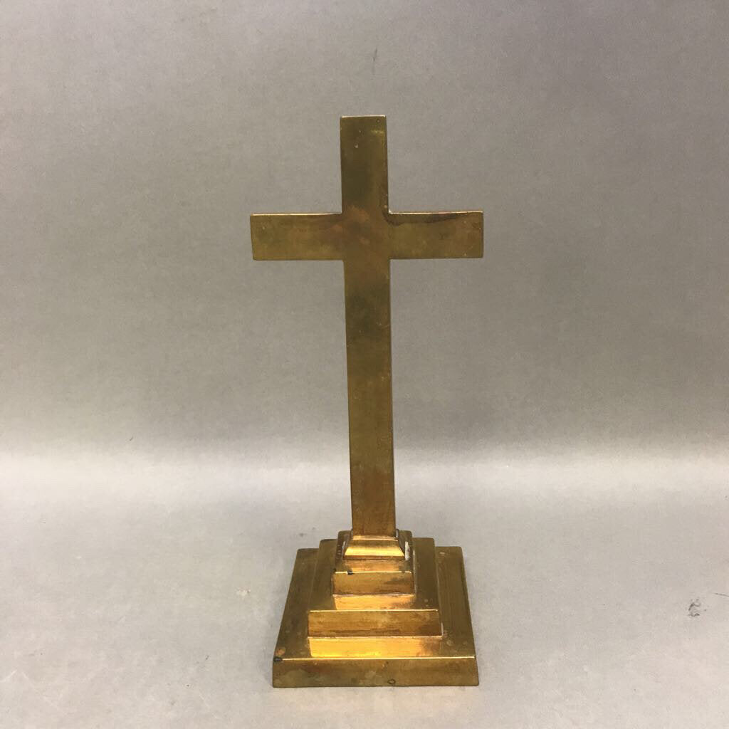Vintage Brass Table Crucifix (10